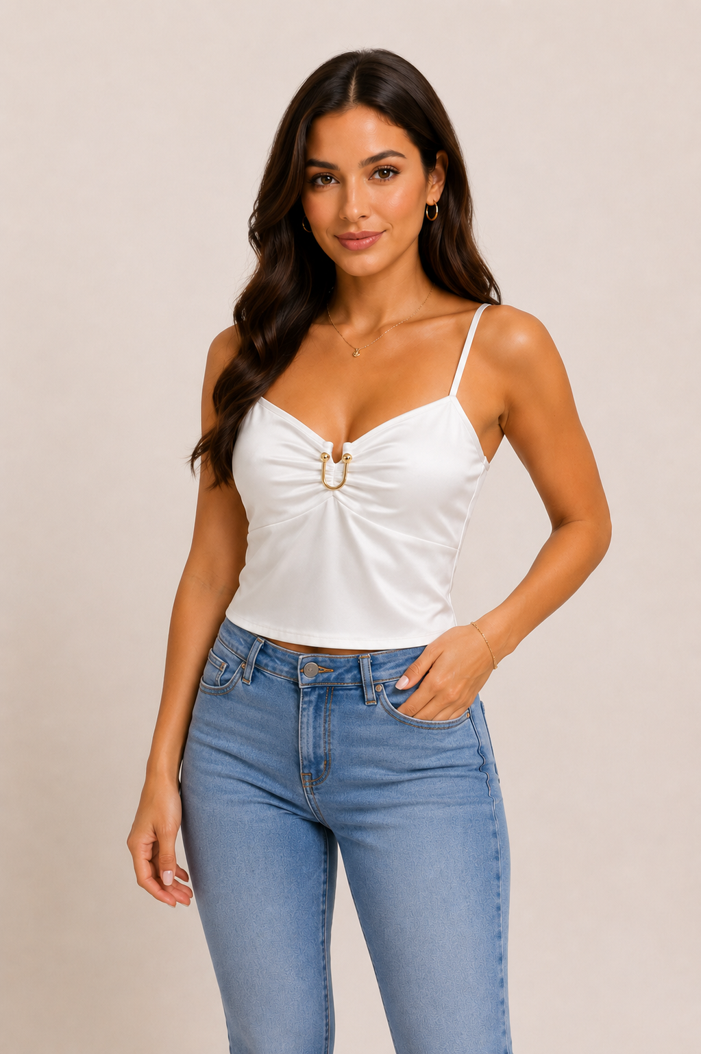Portofino Charm Cami Top – White