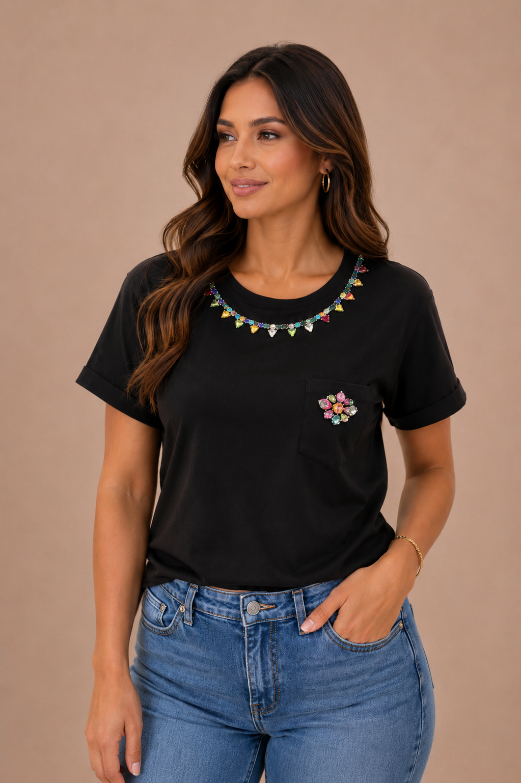 Blusa Jewel Charm Noir