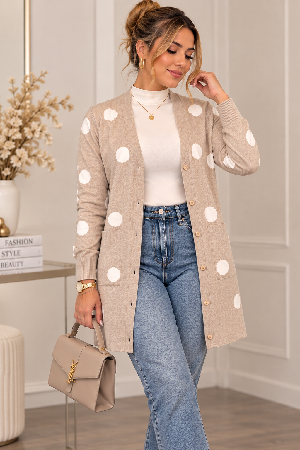Polka Dot Long Cardigan – Abrigo Lunares