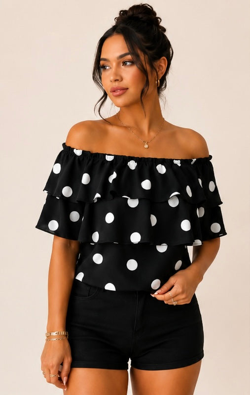 Blusa Marbella Polka Dot – Negro