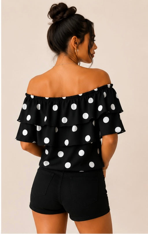 Blusa Marbella Polka Dot – Negro