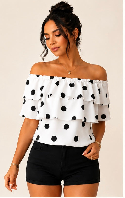 Blusa Marbella Polka Dot-Blanca