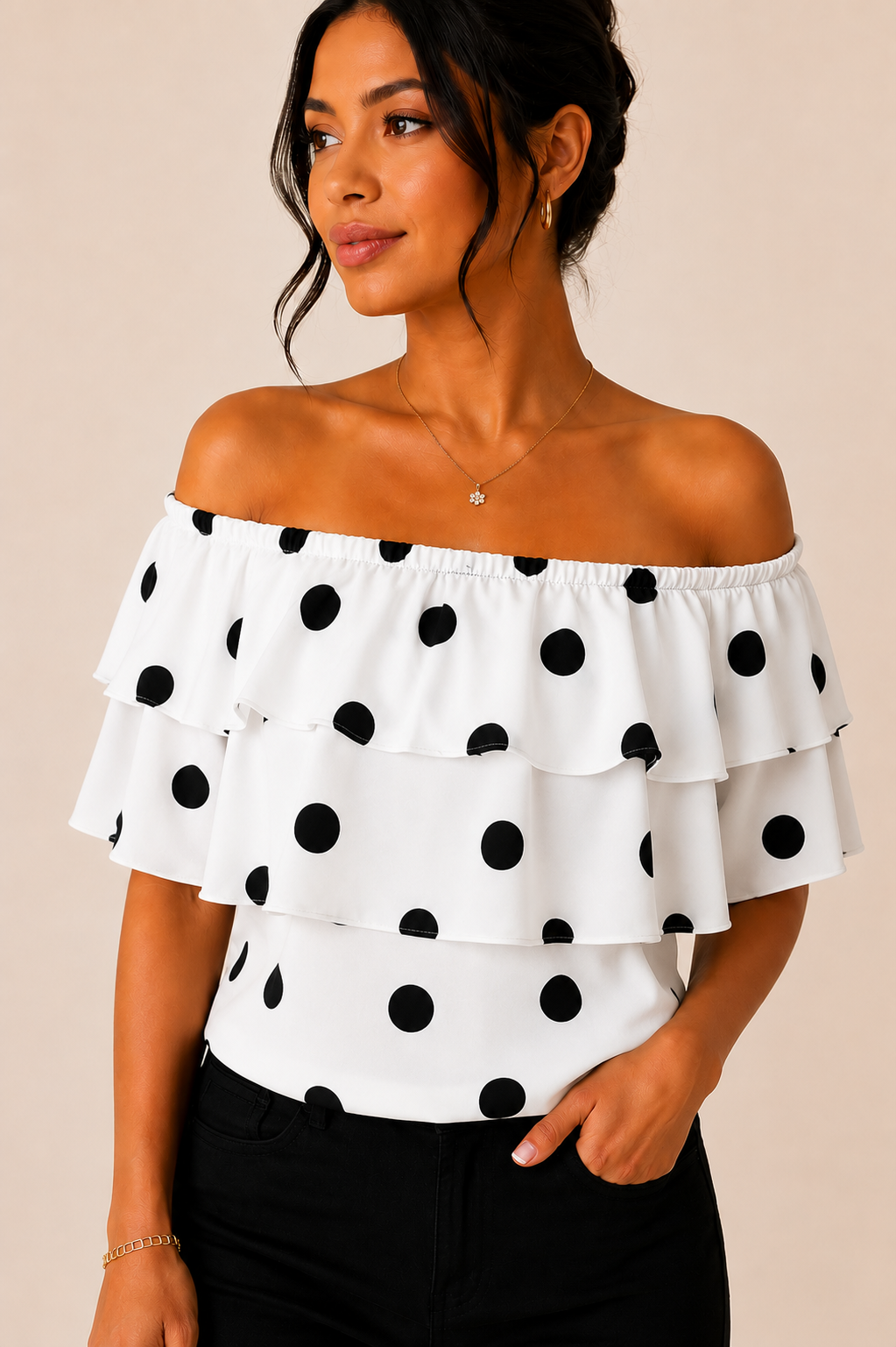 Blusa Marbella Polka Dot-Blanca